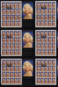 9g319 MARILYN MONROE 18x22 uncut stamp sheet '95 6 sets postmarked on first day of issue, rare!