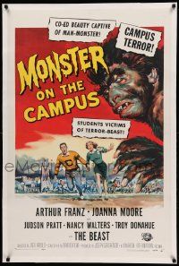 9g316 MONSTER ON THE CAMPUS 1sh '58 Reynold Brown art of the test tube terror amok on the college!