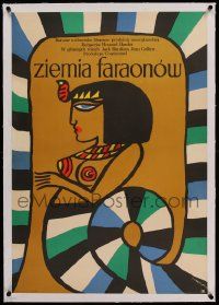 9g070 LAND OF THE PHARAOHS linen Polish 23x33 '72 different Treutler art of Egyptian Joan Collins!