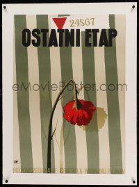 9g071 OSTATNI ETAP linen Polish 23x33 R88 Trepkowski art of flower over concentration camp uniform!