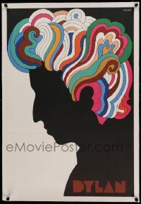 9g177 DYLAN linen 22x33 music poster '67 colorful silhouette art of Bob by Milton Glaser!