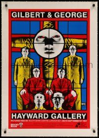9g173 GILBERT & GEORGE linen 20x30 English museum/art exhibition '87 at Hayward Gallery in London!