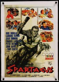 9g186 SPARTACUS linen 15x21 REPRO poster '90s art of Kirk Douglas from the Italian 1p!