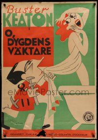 9g329 PASSIONATE PLUMBER Swedish '33 incredible Berglow art Buster Keaton & naked woman in bath!