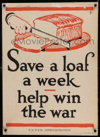 9g164 SAVE A LOAF A WEEK HELP WIN THE WAR linen 21x29 WWI war poster 1917 art by Frederic G. Cooper!