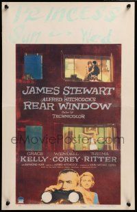 9g303 REAR WINDOW WC '54 Alfred Hitchcock, voyeur Jimmy Stewart w/ binoculars & sexy Grace Kelly!
