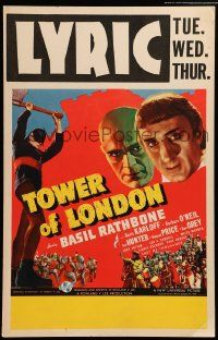 9g305 TOWER OF LONDON WC '39 great art of executioner Boris Karloff, Basil Rathbone!