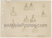 9h164 CINDERELLA 8x11 key book still '50 Disney, full-length sketches in nine different ball gowns!