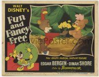 9h066 FUN & FANCY FREE LC #6 '47 Disney, male bear standing on wheel gives flowers to female bear!