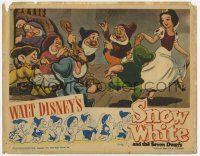 9h076 SNOW WHITE & THE SEVEN DWARFS LC R1944 Disney, great image of Snow White dancing with all 7!