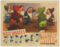 9h077 SNOW WHITE & THE SEVEN DWARFS LC R1944 Walt Disney cartoon, Dwarfs gathered around Grumpy!