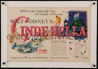 9h027 CINDERELLA linen magazine ad '50 Disney feature cartoon 6 years in the making, cool art!