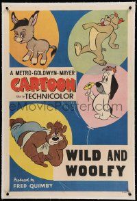 9h015 METRO-GOLDWYN-MAYER CARTOON linen 1sh '52 art of Tex Avery's Droopy & more, Wild and Woolfy!