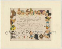 9h084 DISNEY WAR BOND matted war bond certificate '44 Mickey, Donald & stars from features shown!