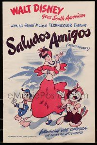 9h051 SALUDOS AMIGOS pressbook '43 Walt Disney cartoon, Donald Duck & Brazilian Joe Carioca!