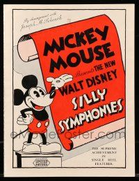 9h086 FATHER NOAH'S ARK English promo brochure '33 Mickey Mouse w/pie-cut eyes, Silly Symphonies