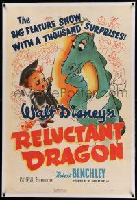 9h020 RELUCTANT DRAGON linen 1sh '41 a behind the scenes look at Walt Disney's animation studio!