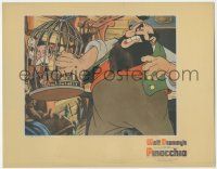 9h038 PINOCCHIO 11x14 standee '40 Disney classic cartoon, villainous Stromboli puts him in a cage!