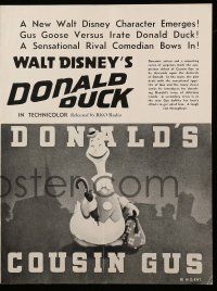 9h057 DONALD'S COUSIN GUS pressbook '39 Walt Disney, RKO, rare Donald Duck 1sheet shown & more!