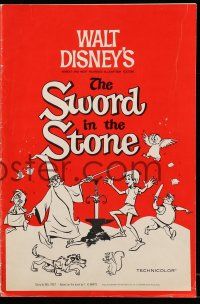 9h053 SWORD IN THE STONE pressbook '64 Disney's cartoon story of King Arthur & Merlin the Wizard!
