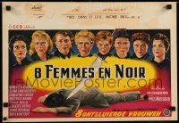 9j322 8 WOMEN IN BLACK Belgian '60 really cool different film noir murder artwork!