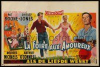 9j326 APRIL LOVE Belgian '57 full-length romantic art of Pat Boone & sexy Shirley Jones!