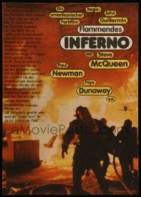 9j070 TOWERING INFERNO East German 11x16 '81 McQueen, Newman, different image of burning building!