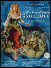 9j812 ANGELIQUE: THE ROAD TO VERSAILLES French 23x30 '65 Jean Mascii art of sexy Michele Mercier!