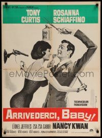 9j815 ARRIVEDERCI, BABY French 23x32 '67 Tony Curtis is a ladykiller, great wacky De Seta art!