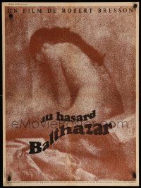 9j817 BALTHAZAR French 22x29 '67 Robert Bresson's Au Hasard Balthazar, art by Ferracci!