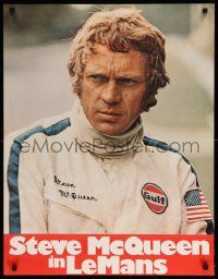 9j039 LE MANS teaser German '71 close up of race car driver Steve McQueen in personalized uniform!