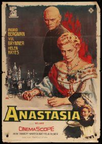 9j073 ANASTASIA Spanish '58 great romantic art of Ingrid Bergman & Yul Brynner!