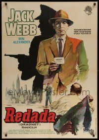 9j081 DRAGNET Spanish '58 Jack Webb as detective Joe Friday, art by Macario Mac Gomez!