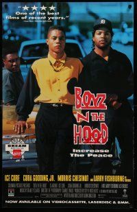 9k715 BOYZ N THE HOOD 26x40 video poster '91 Cuba Gooding Jr., Ice Cube, Morris Chestnut