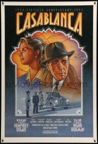 9k721 CASABLANCA 27x40 video poster R92 Bogart, Bergman, Curtiz classic, Dave LeFleur art!