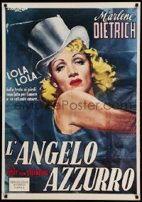9k831 BLUE ANGEL 28x40 Italian commercial poster '80s Cesselon art of Marlene Dietrich!