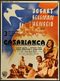 9k841 CASABLANCA 27x37 commercial poster '89 Bogart, Bergman, Michael Curtiz classic!