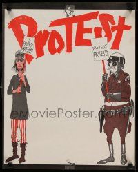 9k948 PROTEST 16x20 commercial poster 1970s hippie with police officer counter-protesting!