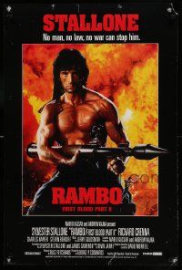 9k949 RAMBO FIRST BLOOD PART II 24x36 English commercial poster '85 by Sylvester Stallone, c/u!