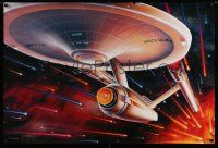 9k974 STAR TREK CREW 27x40 commercial poster '91 the Starship Enterprise traveling through space!