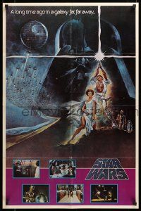 9k977 STAR WARS 23x35 commercial poster '70s George Lucas classic, art by Tom Jung + images!