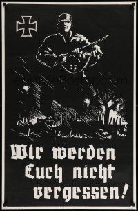 9k995 WE WILL NOT FORGET YOU 26x40 commercial poster '68 striking artwork of a German soldier!