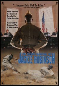 9k726 COURT-MARTIAL OF JACKIE ROBINSON 27x40 video poster '90 Braugher as the star before baseball