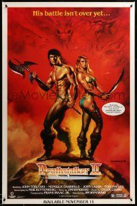 9k727 DEATHSTALKER 2 27x41 video poster '87 Boris Vallejo art of sexy nearly naked man & woman!