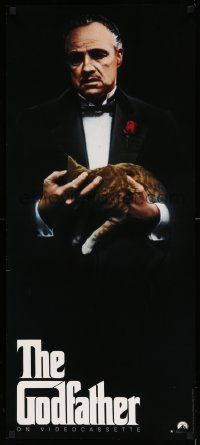 9k735 GODFATHER 16x38 video poster R91 Marlon Brando & cat in Francis Ford Coppola crime classic!