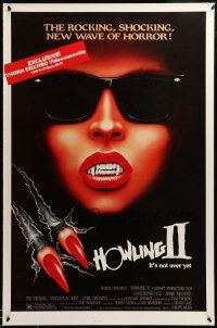9k746 HOWLING II 27x41 video poster '85 cool art of Annie McEnroe as sexy werewolf in shades!