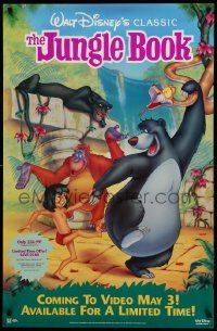 9k750 JUNGLE BOOK 26x40 video poster R90s Walt Disney classic, great image of Mowgli & friends!