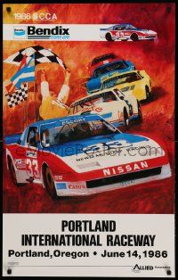 9k480 1986 SCCA 23x36 special '86 wonderful car racing artwork, checker flag!