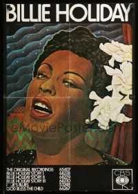9k384 BILLIE HOLIDAY 19x27 music poster '70s art of the legendary singer with flowers in her hair!