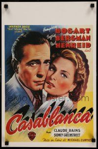 9k689 CASABLANCA 14x21 Belgian REPRO poster '80s Humphrey Bogart, Ingrid Bergman, Michael Curtiz!